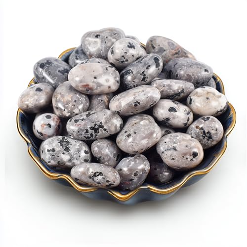 Image of Polished Stone Set Yooperlite Crystals, 0.8 inch Handpicked Tumbled Gemstones Rocks, Pebbles for Reiki, Chakra, Healing, Home Decor