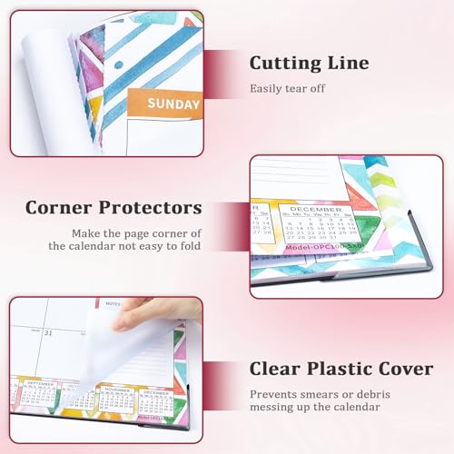 Image of Ospelelf Desk Calendar 2026-2027 Large 22 inchx17 inch Monthly Family Planner Pad with Protective Cover 18 Months January 2026 - June 2027 Geometry