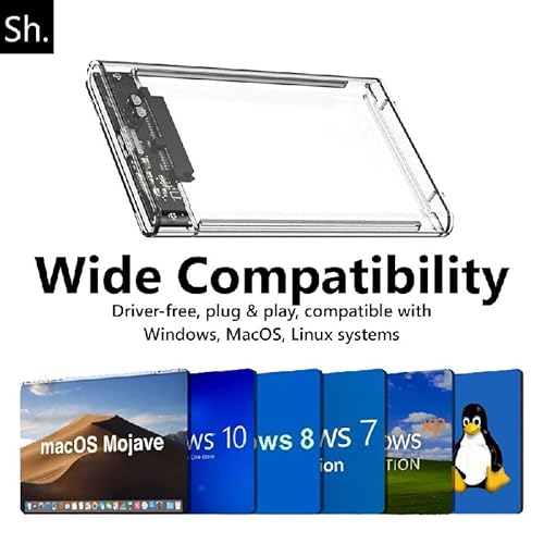 Sh. Caja de disco duro externa de 2,5", USB 3.0 a SATA SSD HDD Caddy, con soporte UASP de 5Gbps, estuche portátil para disco duro SATA SSD HDD de 2,5 pulgadas, compatible con portátil/PC/PS4/Xbox - imagen 5