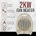 Belaco Fan Heater 2 Heat Settings 1000/2000W Electric Heaters Overheat Protection BFH21C Belaco Fan Heater 2 Heat Settings 1000/2000W Electric Heaters Overheat Protection BFH21C