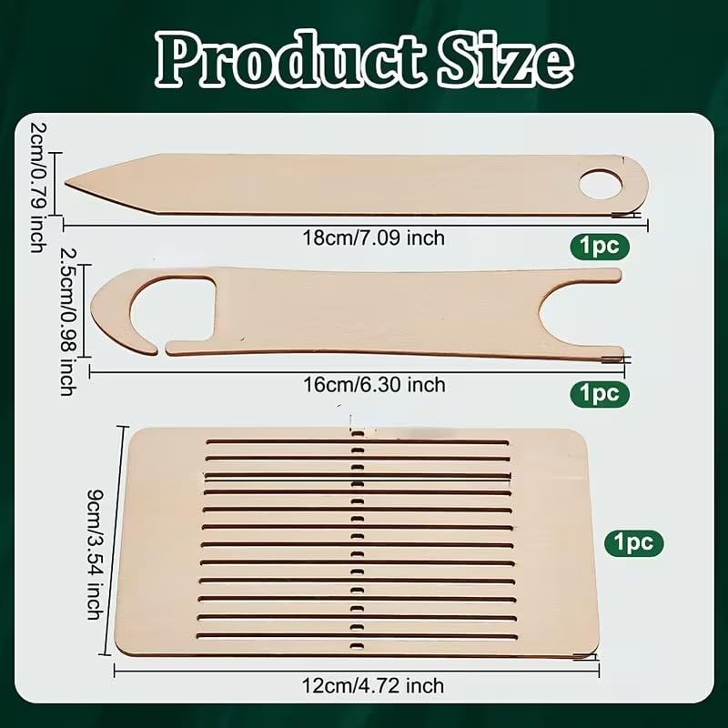 Haoser 3 Pcs Wooden Knitting Loom Weaving Tools with 4×2 mm Slots – 3.54×4.72×0.1 Inch, Ergonomic Weaving Frames with Storage Case for Sewing, Crochet & DIY Craft Projects 1