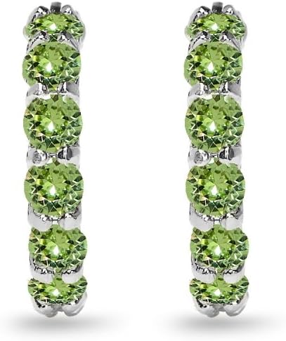 Sterling Silver Round Small Colored European Crystals Huggie Hoop Earrings for Women - Image 5