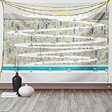 ABAKUHAUS Stadt Wandteppich & Tagesdecke, Radfahrer in der Stadt Spaß Panorama, aus Weiches Mikrofaser Stoff Wand Dekoration Für Schlafzimmer, 150 x 110 cm, Mehrfarbig
