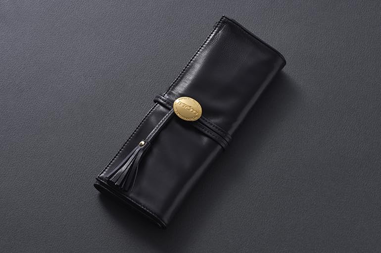 BISYODO Leather Brushes Case - Black/Gold