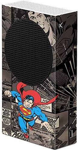 Skinit Decal Gaming Skin Compatible with Xbox Series S Console - Officially Licensed DC Comics Superman Vintage Action Pose Pattern Design