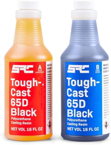 Tough-Cast 65D Black Polyurethane Casting Resin, 32 Oz, Semi-Rigid, Impact, Heat Resistant, Ideal for Prototypes, Reproductions, Rollers, End-Use Parts, Durable Resin for Molds, Crafts, DIY