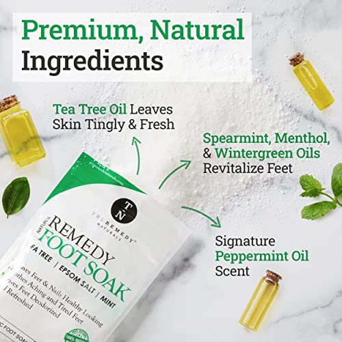 Tea Tree Oil Foot Soak With Epsom Salt & Mint, Feet Soak Helps Toenail System, Athletes Foot & Stubborn Foot Odor - Foot Bath Salt Softens Calluses & Soothes Sore Tired Feet, 14 Ounce #TOP3