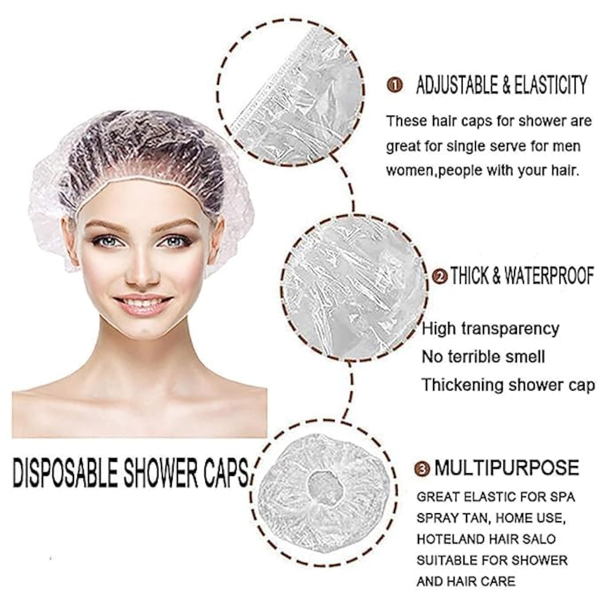 Reusable Elastic Bath Shower Waterproof Hair Bath Cap for Men and Women