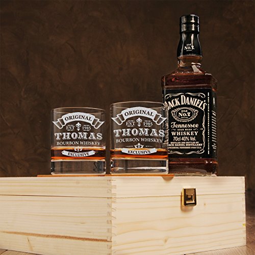 polar-effekt Whisky Geschenkset - 6-Teilig - Deutsche Herstellung - Jack Daniels No.7 Flasche - 2 Untersetzer - 2… – Bild 2