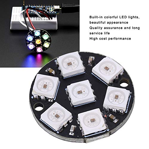 ViaGasaFamido 10Pcs Panel de lámpara LED Práctico Anillo Redondo LED Placa de Desarrollo del Controlador Circuito de Control Color Luz Cjmcu 7 bits WS2812 5050 RGB