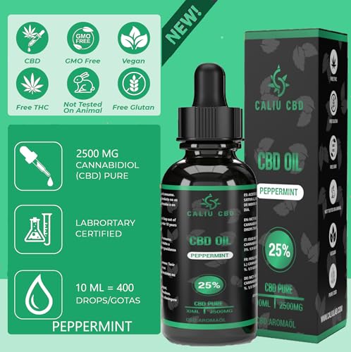 CALIU CBD | Huile de CBD Bio 25% (2500mg) | 10ml - 400 Gouttes | Arôme Menthe | Huile de Chanvre Premium | 0% THC | Fabriqué dans l’UE | Bien-être & Sommeil | cdb Hemp Oil. – Image 4