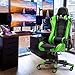JL Comfurni Gaming Chair Racing Style Ergonomic Swivel Computer Office Desk Chairs Adjustable Height Reclining High-Back with Lumbar Cushion Headrest Executive Leather Task Chair Green