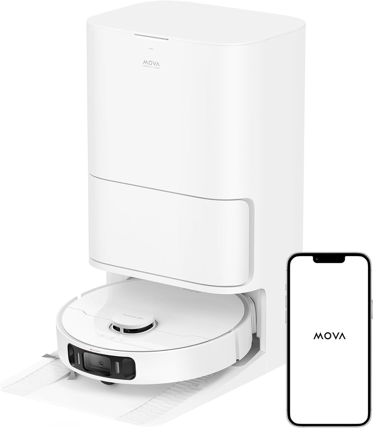 MovaS20 Ultra Robot Vacuum and Mop Combo with Dual Roller Brush, 8300Pa Suction, 140℉ Hot Water Mop Self-Washing & Drying, Mop Auto-Lift for Carpet, Self-Empty, Self-Refilling, Voice & App Control