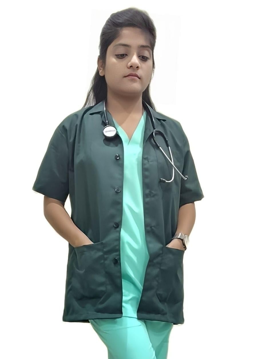 hangerage Unisex Apron Lab Coat Green - Short Sleeves Pack of 1-picture-53