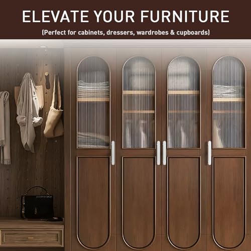 Image of 6 Pack Leather Cabinet Handle Pulls 5 inch Hand-Stitch White Leather Drawer Pulls Dresser Handle Pulls for Cabinets Cupboards Dressers Drawers Bedroom Leather Pulls