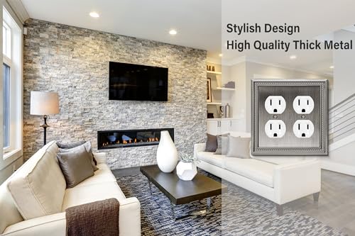 Image of Henne Bery Sunken Pearls Heavy Duty Decorative Wall Plate Switch Plate Outlet Cover (Double Duplex, Heirloom Silver)