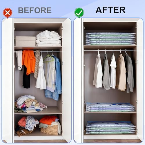 Ceecysaa 6 Pack Vacuum Storage Bags with Hand Pump Space Saver for Clothes - 4