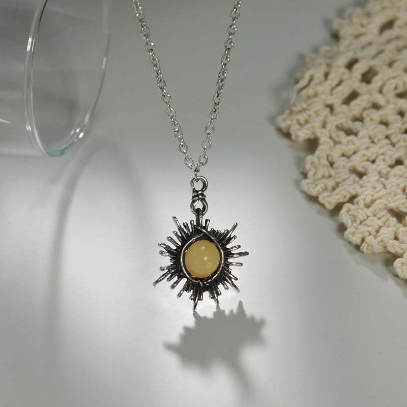 Collier chaîne réglable en argent foncé d'exception et médaillon rond gravé main 1316 - 2