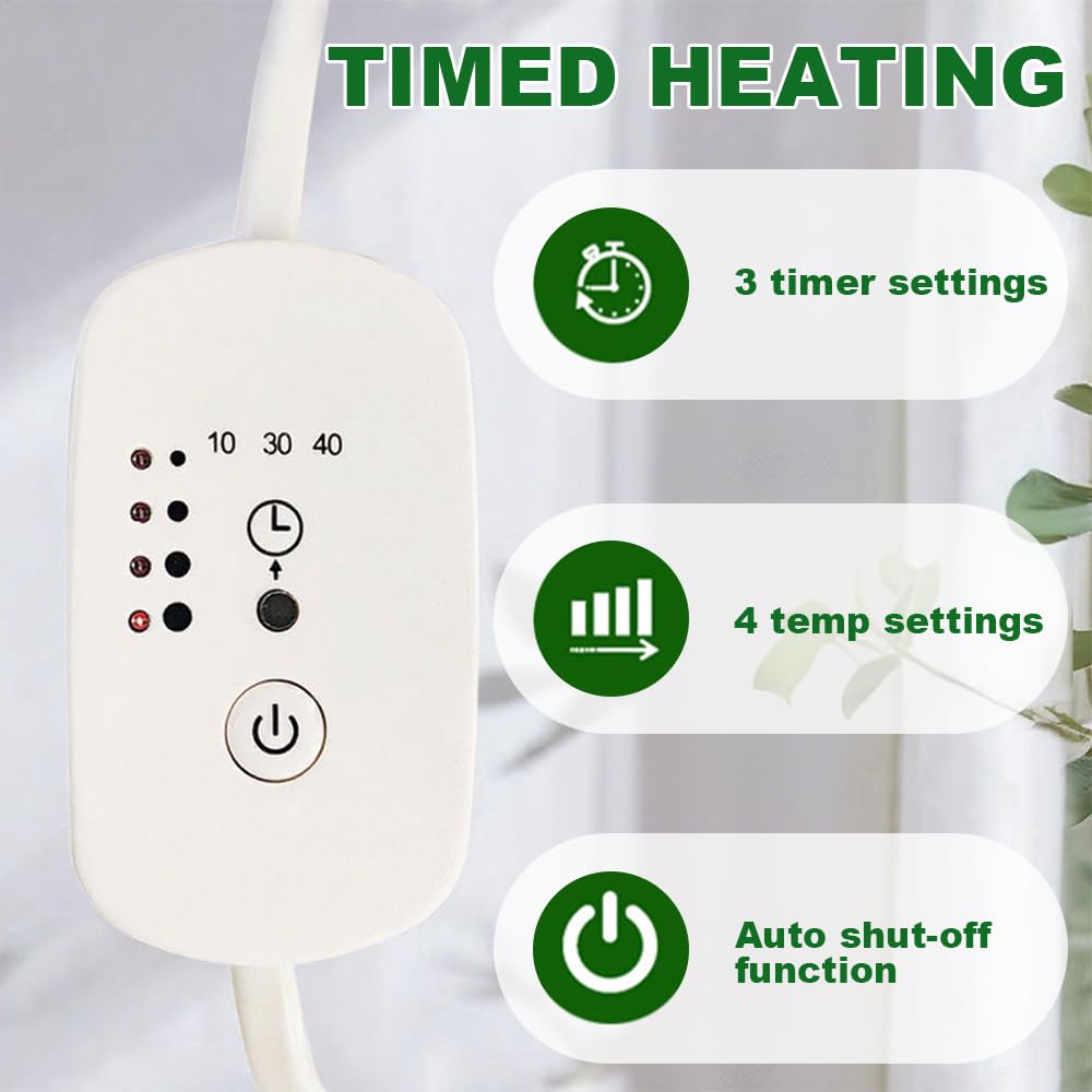 Lampara Infrarrojos, 150W Luz Infrarroja, Lampara Luz Roja Regulable con 4 Niveles de Ajuste de Temperatura y Temporizado para Calor