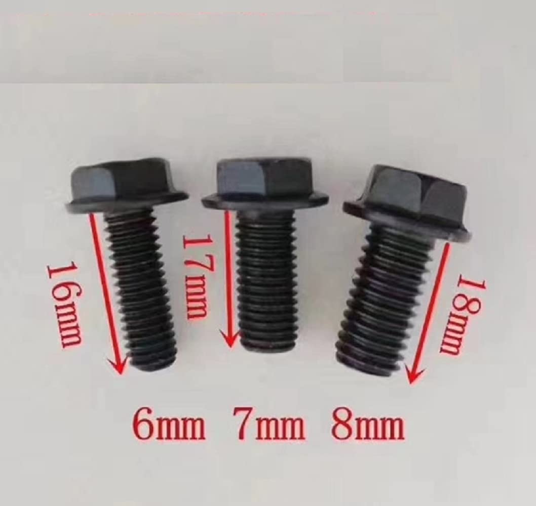 3 / 5Pcs Bullone Per Lama Sega M6 X 16mm / M7 X 17mm / M8 X 18mm Filettatura Sinistra Flangia A Testa Esagonale In Metallo Nero (3,M7 x 17mm)