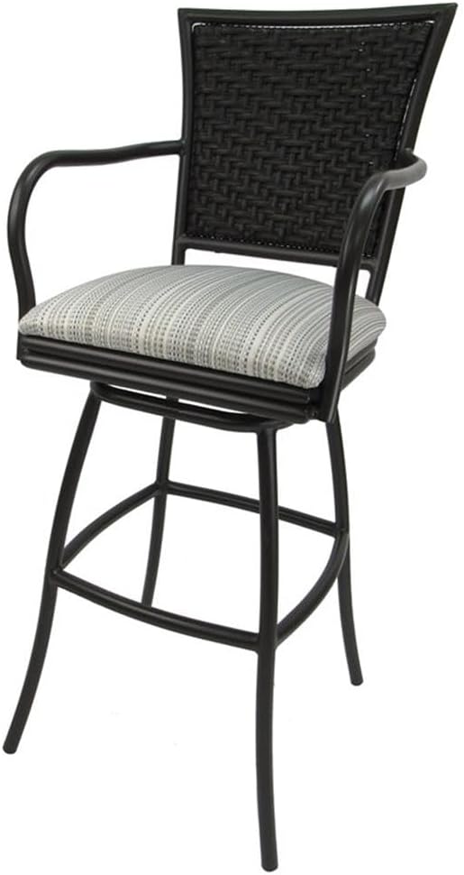 Tobias Designs Inc. Outdoor Extra Tall Patio Bar Stool 34" Erin - Natural Fun (Cream) - Black
