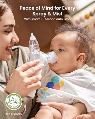 Image of GROWNSY SniffEase Spa 3-in-1 Nasal Aspirator for Baby - Spray, Suction & Mist, Hospital-Grade Powerful Electric Nose Suction with Soothing Light & Music, Larger Chamber (Light Grey)