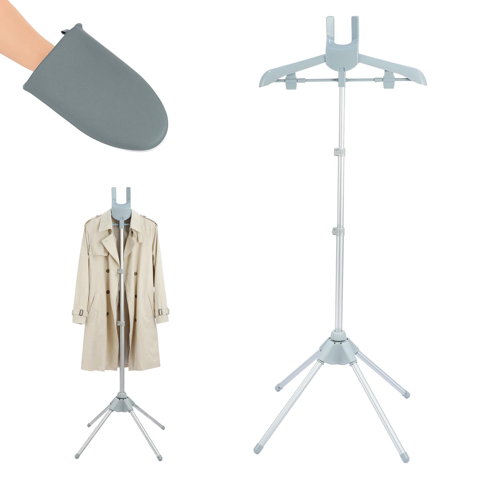 SUNNYNEST Garment Steamer Stand 1PC Folding Telescopic Aluminum Rack Grey