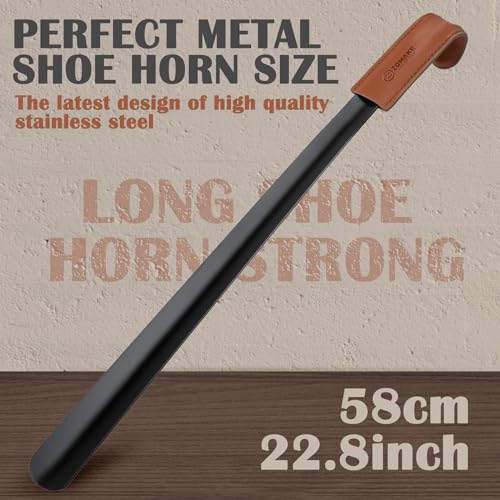 Image of ZOMAKE Long Shoe Horn for Seniors Men,Metal Shoehorn Long handle for Boots, Shoe Spoon Helper