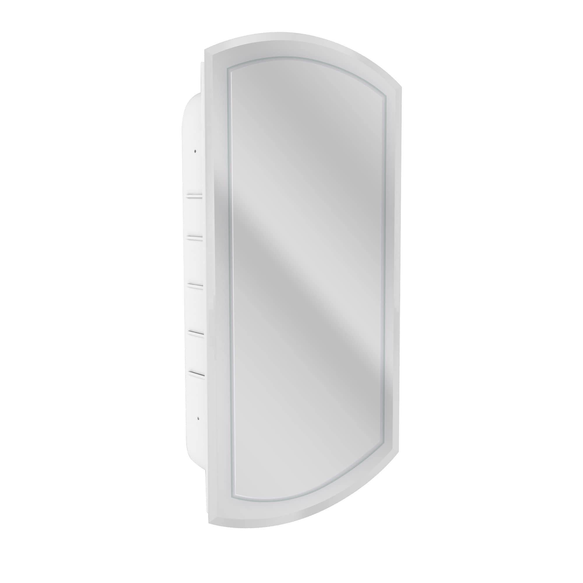 Head West Arched Recessed Medicine Cabinet- Bathroom Mirror with Storage, Beveled Edge, Adjustable Shelves - Oblong V-Groove Frameless Small Medicine