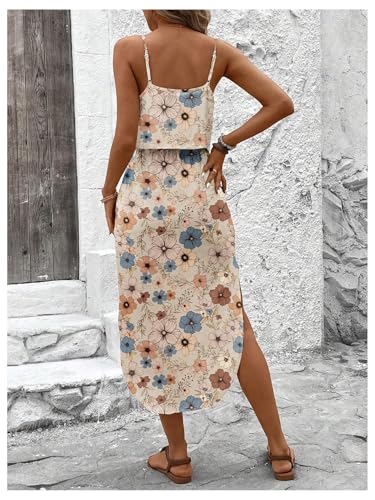 Image of RoseSeek Women's Spaghetti Strap Tie Dye Cami Sun Dress Beach Midi Summer Dresses Resort Wear Vacation Outfits