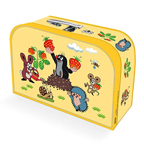 Valise à jouets en carton enfant avec poignée boîte rangement jaune M