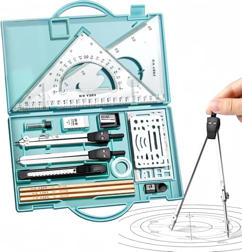 Opiniones de Juegos de dibujo más recomendados. 47 THJOPOKEEL Kit de dibujo,Kit de dibujo | Kit de geometría de reglas y compases de metal | Juego de regla triangular, brújula y transportador, lápices de dibujo, suministros de...