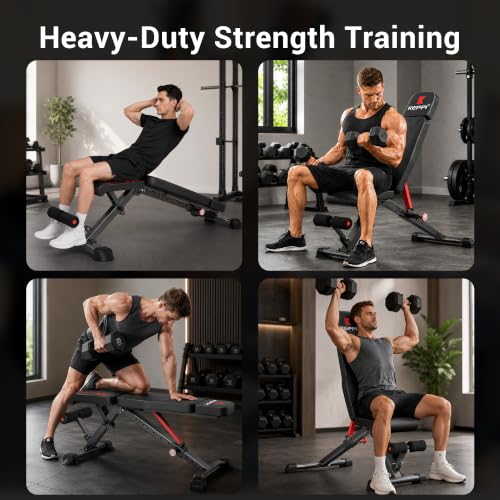 Keppi 900LB Weight Bench, Adjustable Foldable Workout Bench Press for Full Body Strength Training, Incline Decline Bench with Fast Folding - New Version