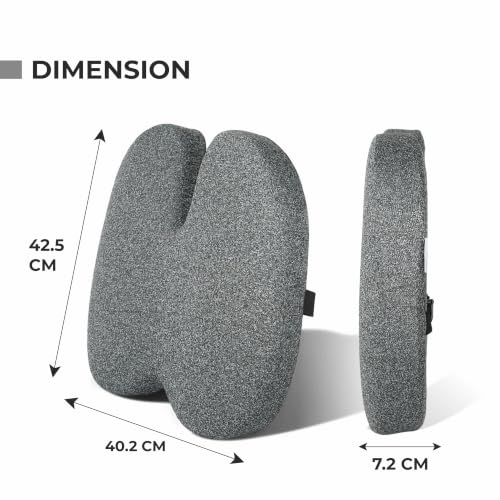 Image of Pro Back Support Cushion for Office Chair - Memory Foam Orthopedic Lumbar Support Backrest for Back Pain Relief, Posture Corrector Cushion with Soft Breathable & Removable Cover