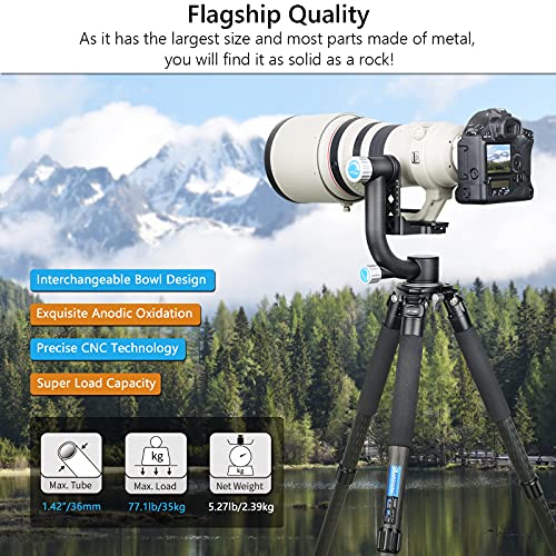 Kohlefaser-Stativ Heavy Duty Stativ ARTCISE AS88C Kamerastativ Schüssel Stativ Ultrastabiler Stativständer 75mm Schüssel… – Bild 3