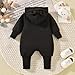 KOZBY Newborn Unisex Baby Boy Girl Hooded Jumpsuit Long Sleeves Romper Outfits Gender Neutral Solid Color Loose Clothes Fall Winter Spring Black