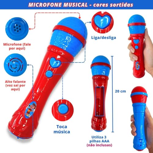 Microfone De Brinquedo Aumenta A Voz Infantil Comp 1 Leve 2
