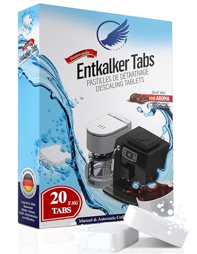 Entkalkungstabletten für Kaffeevollautomaten & Kaffeemaschinen - 20 Tabs - kompatibel mit Jura,Siemens EQ-Series, Bosch, Miele, Melitta, Krups, Tassimo uvm Made in Germany