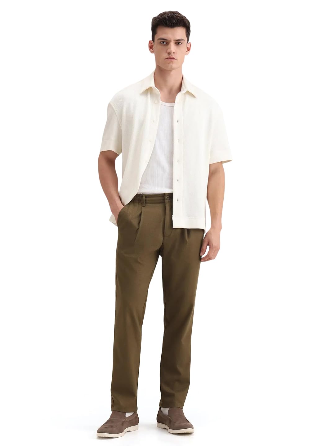 rare rabbit Men's Tula Light Olive Cotton Plain Relaxed Fit Trouser-picture-20
