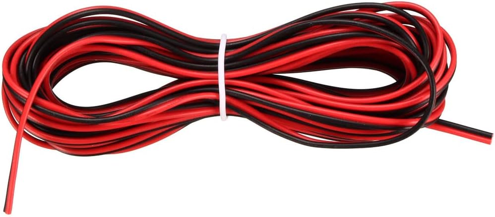 uxcell Red Black Wire 2pin Extension Cable Cord 26 AWG Parallel Wire Tin Plated Copper 5M Length for LED Strip Light