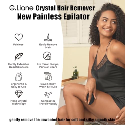 G.Liane Crystal Hair Eraser,Upgraded Painless Crystal Hair Remover,Effective Nano Glass Hair Removal Device and Skin Exfoliation,Body Epilator for Women and Men(Black) - Image 3