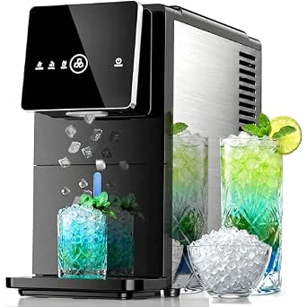 Kismile Nugget Ice Maker Countertop, 33LBS/24H, Soft Chewable Ice, Self-Cleaning, Stainless Steel, Black
