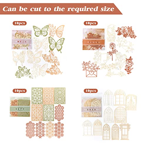 40 Pcs Vintage Cutout Lace Scrapbook Paper Junk Journal Supplies Aesthetic Plant Windows Series Skeleton Decorative Papers For Scrapbooking Diy Art Journaling Bullet Embellishment Journals Planners #TOP2