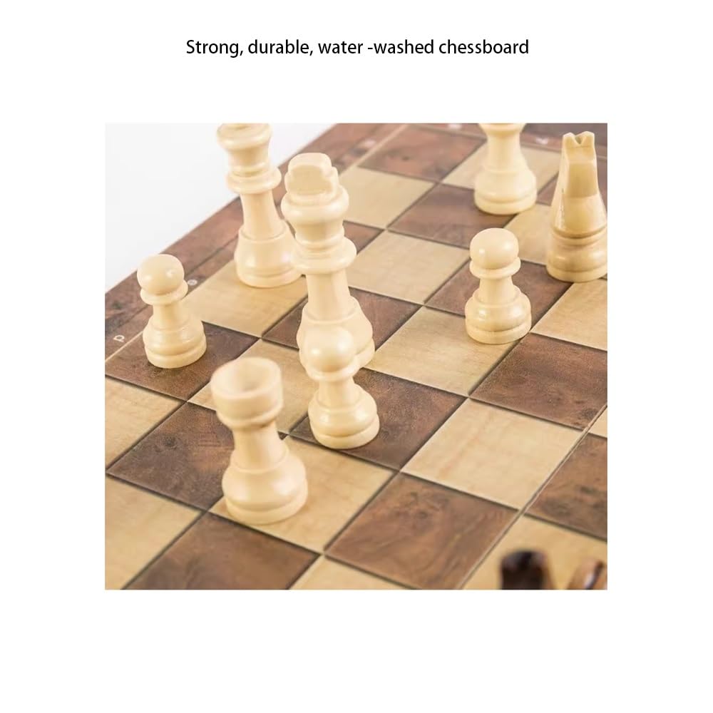 Set di Scacchi Classico 3 in 1 e Gioco Internazionale da Competizione Standard per Decorazioni Regalo, Decorazioni per la Scuola (Marrone M)