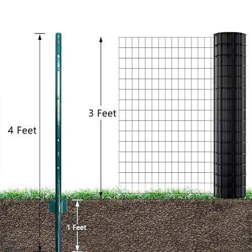Image of ARIFARO 10 Pack Metal Fence Posts Garden Stakes 4 FT Heavy Duty U Post Fence Stakes, No Dig Garden Fence Posts for Wire Fencing Garden Protection, Animal Barrier, Steel Post for Yard