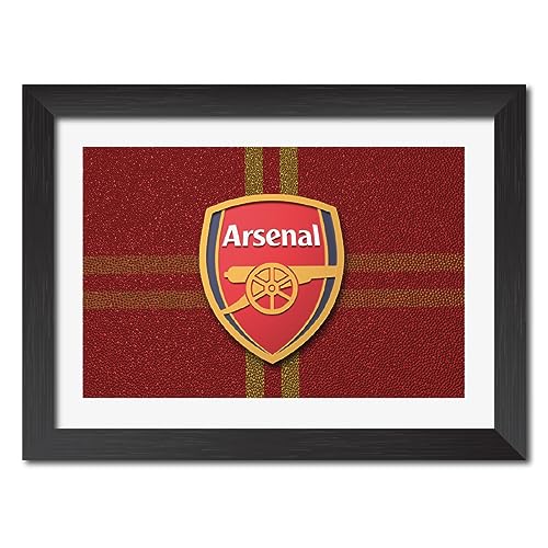 Image of TenorArts Arsenal Football Club Poster 3D Leather Textured Logo Laminated Photo Frame Painting with Matt Finish Black Textures(12 inches x 9inches)