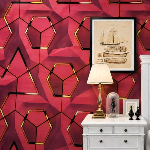 Image of Wings Star Wall Stickers DIY Wallpaper (45 x 500 CM, Red) | Self Adhesive PVC Roll | Home Decoration for Living Room Hall Bedroom | Easy Peel and Stick Decor Paper