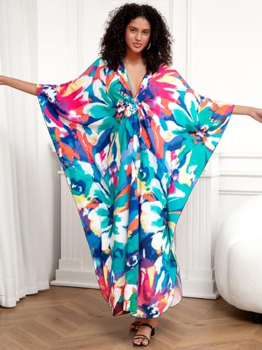 Image of sunforyou Kaftan Dresses for Women Stylish Caftans Plus Size Beach Cover up Soft Loungewear