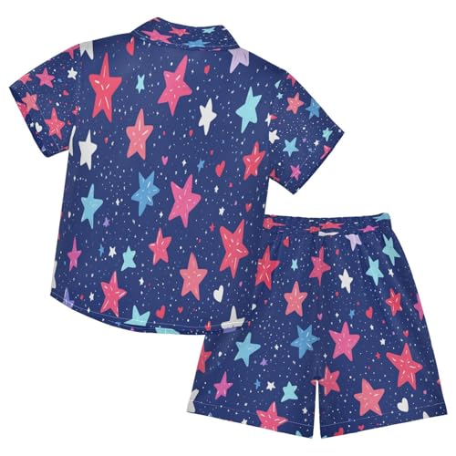 Boccsty Fourth Of July Colorful Stars Boy Summer Shorts Sets Hawaiian Toddler Boys T-Shirt & Pants 2 Pcs 3T2