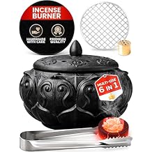 Charcoal Incense Burners for Resin, Frankincense & Bakhoor Heat-Resistant Ceramic Incense Burner kit for Charcoal Disk, Sticks & Cones with Mess-Free Ash Catcher for Home Fragrance, Relaxation Use
